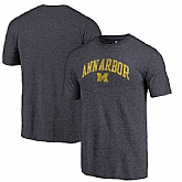 Michigan Wolverines Fanatics Branded Heathered Navy Hometown Arched City Tri Blend T-Shirt,baseball caps,new era cap wholesale,wholesale hats